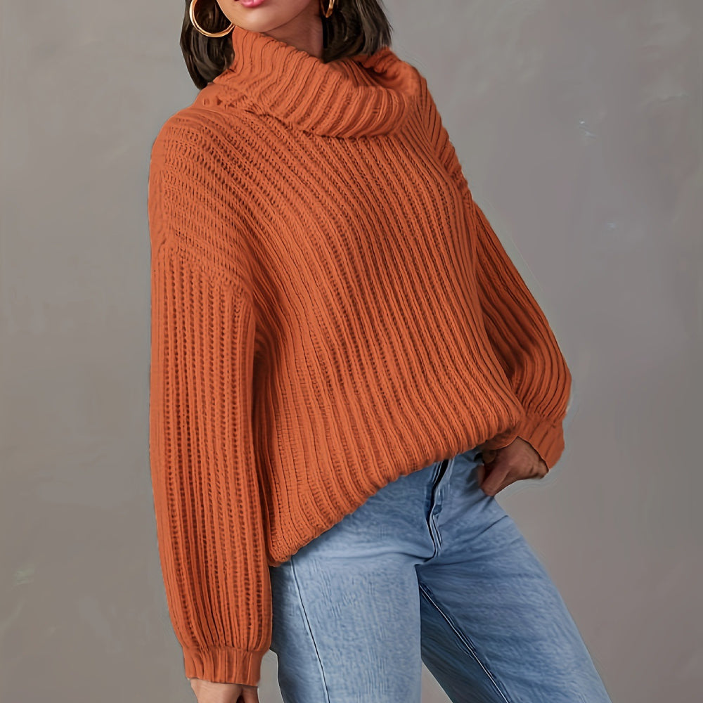 Gentle Style Solid Color Long Sleeve Sweater