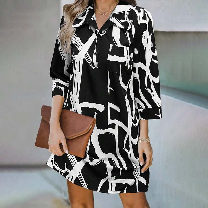 Printed shirt dress