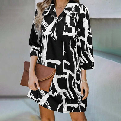 Printed shirt dress