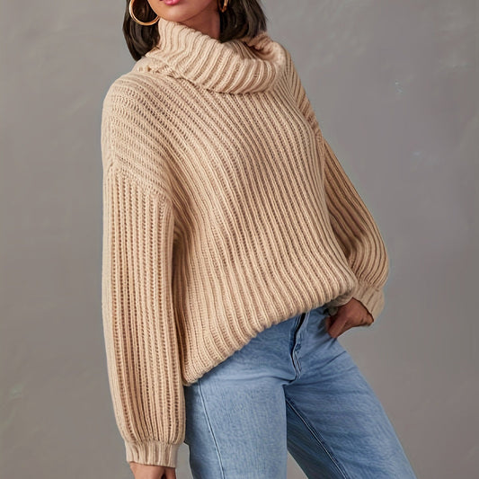 Gentle Style Solid Color Long Sleeve Sweater