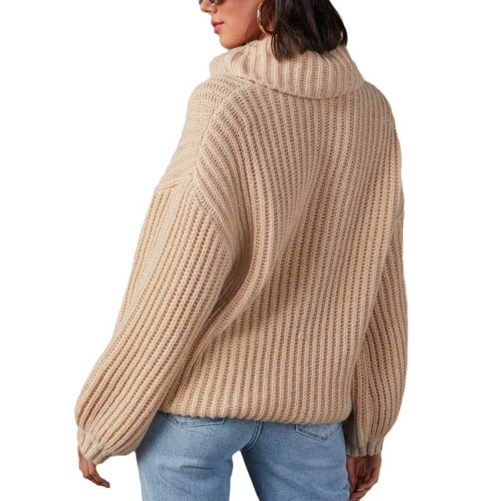 Gentle Style Solid Color Long Sleeve Sweater