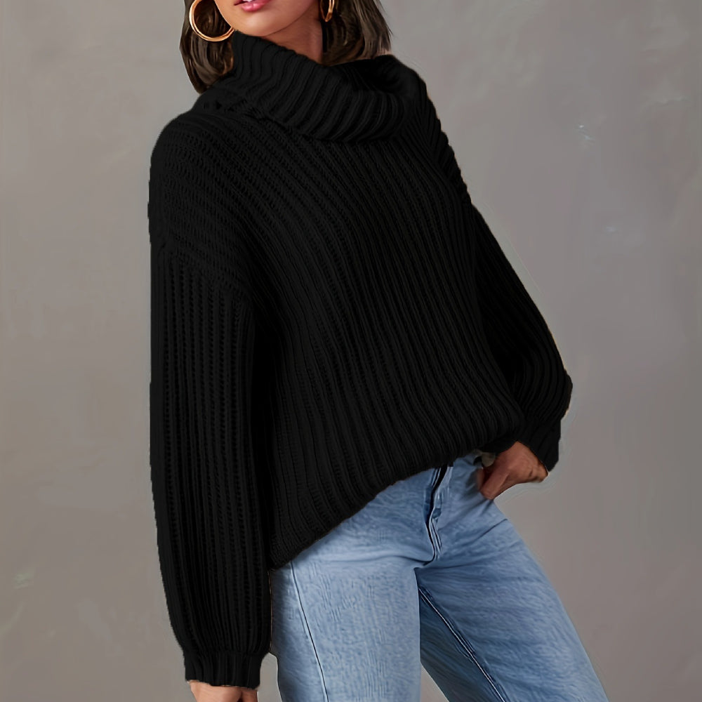 Gentle Style Solid Color Long Sleeve Sweater