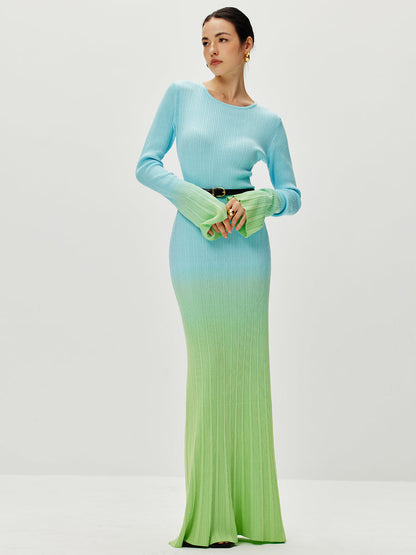 Ombre Sweater Long Dress Without Belt