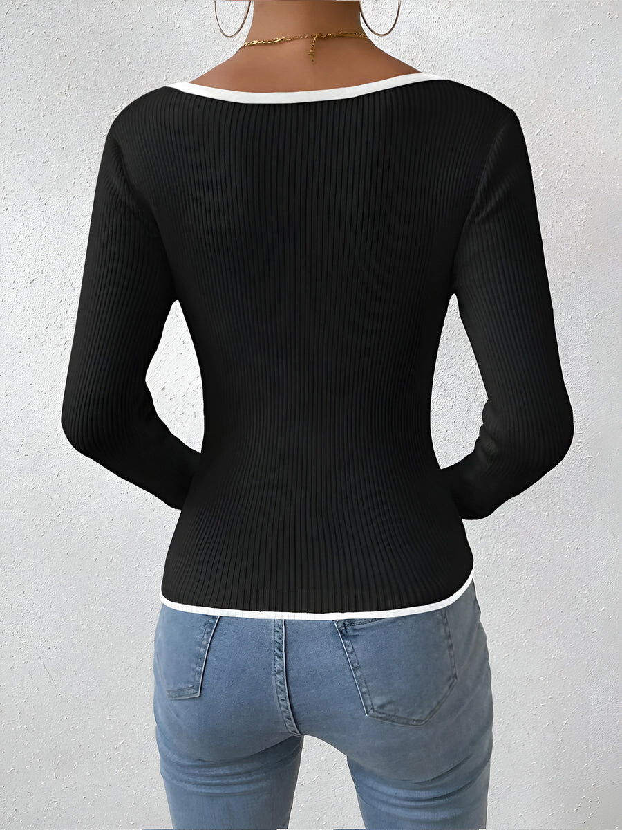 Contrast Trim Sexy Knit Top