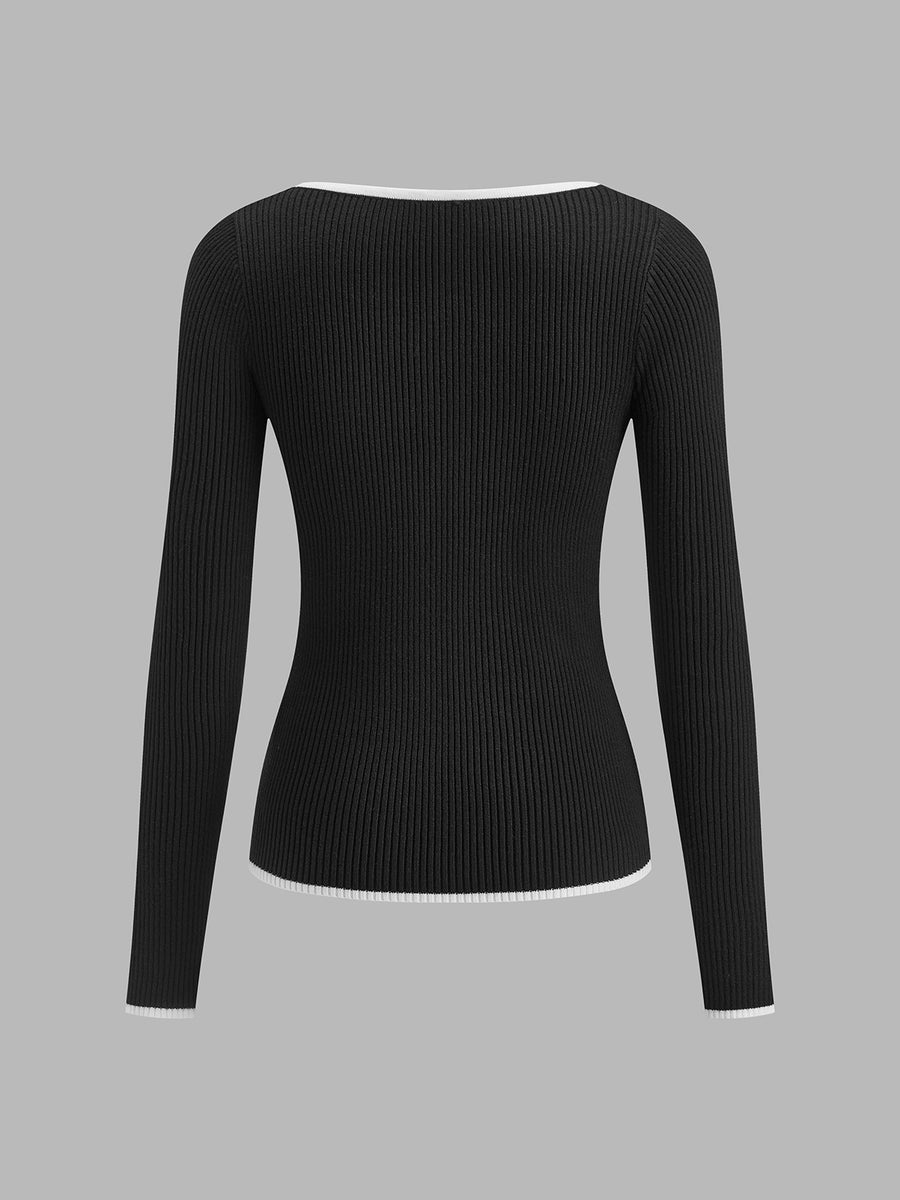 Contrast Trim Sexy Knit Top