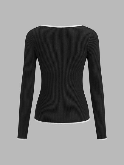 Contrast Trim Sexy Knit Top